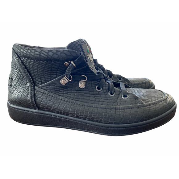 41 (8) Travel Fox Men's Cancun Snake Embossed Black Sneakers Shoes - Picture 5 of 12